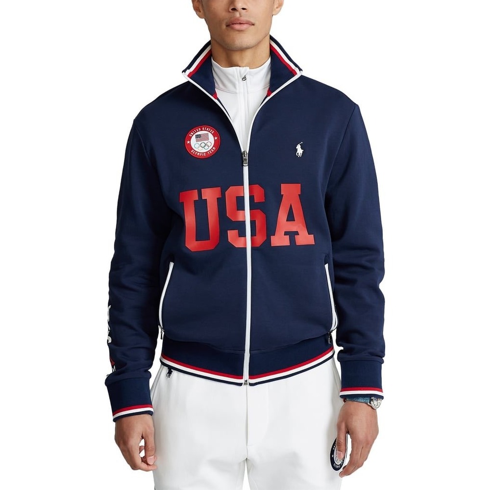 Polo Ralph Lauren Track Jacket Men XL Navy Blue Excellent USA Paralympic 2020